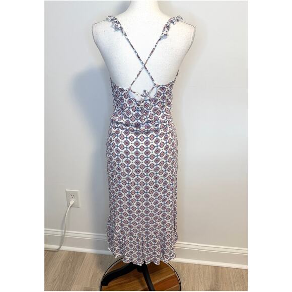 BECCA Marrakesh Ruffled Swim Cover Up Midi Dress In Cream Purple - Picture 10 of 15